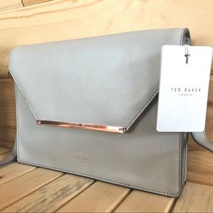 TED BAKER LONDON Magsie Leather Clutch Light Grey